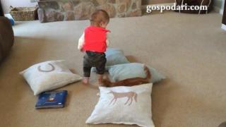 Котка бяга от бебе като полудяла (ВИДЕО)