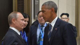 Студени погледи между Обама и Путин вдъхновиха майсторите на колажи