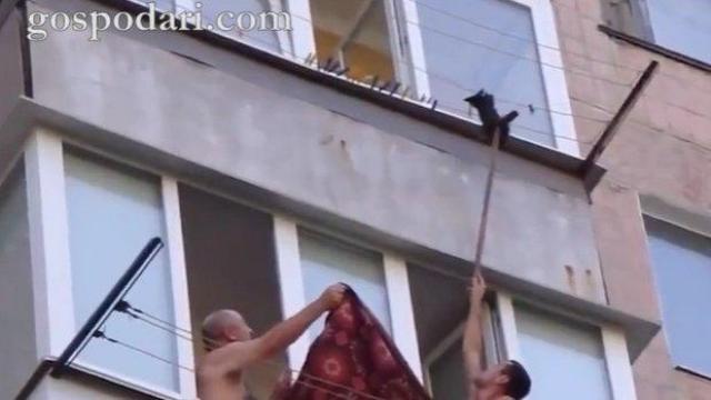 Спасителна акция на котенце с подръчни материали (ВИДЕО)