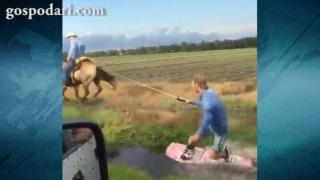 Водни ски в канал и с кон (ВИДЕО)