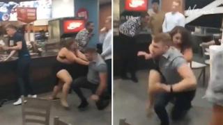 Жена, която смазва от бой  мъж в Макдоналдс, стана хит в мрежата (видео)