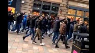 Фенове на Лацио шестваха из Глазгоу с нацистки поздрави (видео)