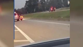 Агресивен шофьор нарочно блъсна кола и събори моторист на магистрала (видео)