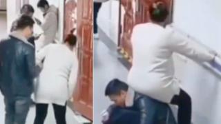 Съпруг се направи на стол за бременната си жена, след като никой не ѝ отстъпи място (видео)
