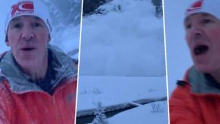 Мъж се снима сам, докато едвам се спасява от застигаща го лавина (видео и снимки)