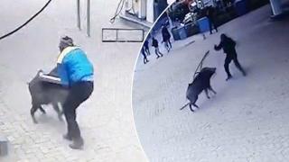 Разярен глиган тероризира служителите на бензиностанция (видео)