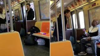 Мъж напръска с препарат азиатец в метрото, заради страх от заразяване с коронавирус (видео)