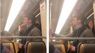 Арестуваха мъж с маска в метрото, който облизва пръстите си и ги бърше в дръжките (видео)