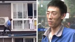 Мъж се покатери по сграда с голи ръце, за да спаси 5-годишно дете, висящо от балкон (видео и снимки)