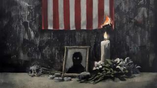 Банкси посвети новата си творба на бунтовете в САЩ (видео)