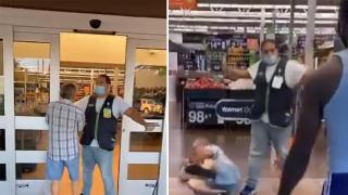 Напорист мъж опита да нахлуе без маска в супермаркет и се преби сам (видео и снимки)