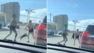 Жена развъртя куче на каишката му и заудря с него стопанката му (видео)