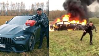 Руски ютюбър запали нарочно "Mercedes AMG" за $160 000 и натрупа над 10 милиона гледания (видео)