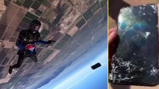 Парашутист изпусна айфона си от 3000 метра височина и той оцеля по чудо (видео)