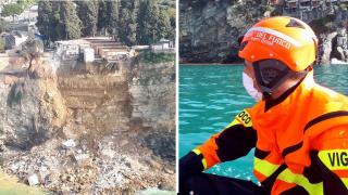 Стотици ковчези се изсипаха в морето, след като пропадна старо гробище върху свлачище край Генуа (видео)