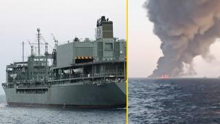 Най-големият ирански кораб потъна след пожар на борда (видео)