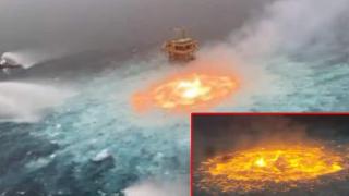 Видео показва океанът да гори след подводна експлозия на газопровод в Мексиканския залив