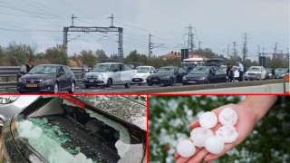 Градушка изпочупи стъклата на десетки автомобили в Италия (видео)