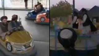 Въоръжени талибани се возят на блъскащи се колички и въртележки в Кабул (видео)
