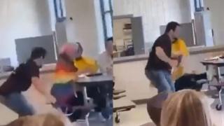 Момче в САЩ нападна свой съученик и изхвърли ЛГБТ-флага му в кофата (видео)