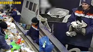 Мъж спасява котка, озовала се на конвейер за отпадъци (видео)