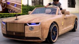 Баща изработи изцяло дървен, но функциониращ Rolls-Royce, за да зарадва сина си (видео)