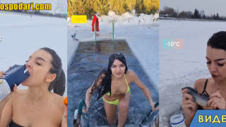 Рускиня се потапя в ледени води на -19 градуса (видео)