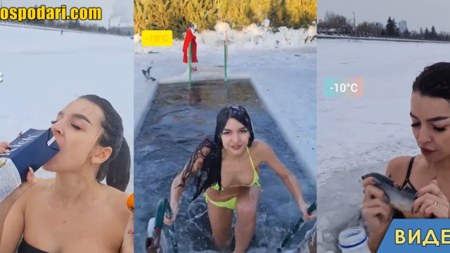 Рускиня се потапя в ледени води на -19 градуса (видео)