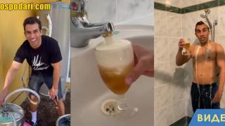 Мъже свързват водоснабдяването на къща с кегове бира (видео)