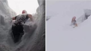 Когато снегът е затрупал цялата къща, но трябва да отидеш на работа (видео)