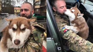 Украински войник събра избягало куче със стопаните му (снимки и видео)
