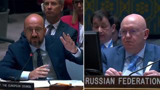 Руският представител в ООН напусна залата заради коментар на Шарл Мишел (видео)