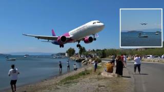 Вижте кадри от ужасяващо ниско кацане на летище в Гърция (видео)