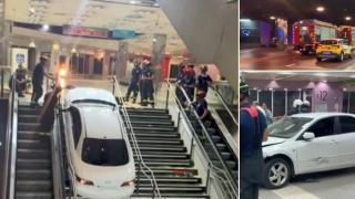 Пишман обирджия се заклещи с откраднатата кола при опит за бягство (видео)