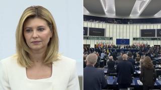 "Ние сме с вас": Евродепутатите аплодираха на крака съпругата на Зеленски (видео)