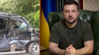 Володимир Зеленски е претърпял катастрофа (видео)