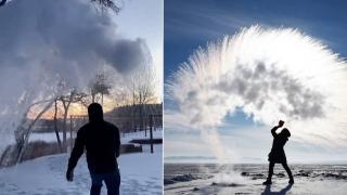 Вряща вода се превръща в лед за секунди (видео)