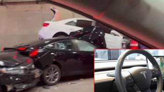 Tesla на автопилот предизвика катастрофа с 8 коли (видео)