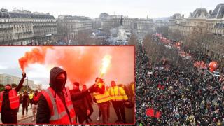 Бутилки и камъни полетяха към полицията по време на протестите във Франция (видео)