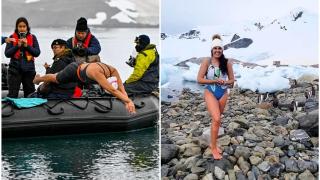 Жена плува 2,5 км в ледените води на Антарктика (видео)