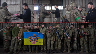 Зеленски връчи награди при посещение в епицентъра на войната (видео)