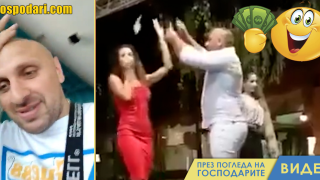Клиентът, платил 650 лева за стекове, хвърля пачки по поп фолк певица (видео)