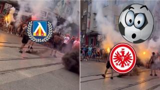 Сблъсък между хулигани от Левски и Айнтрахт (видео)