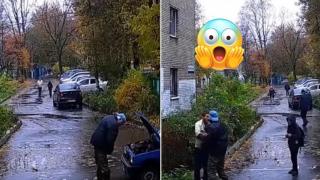 Дядо метна по гръб уличен крадец (видео)
