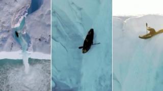 Испанец се спусна по леден водопад в Арктическия кръг (видео)