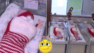 Бургаска болница "опакова" новородени бебета в коледни чорапи (видео)