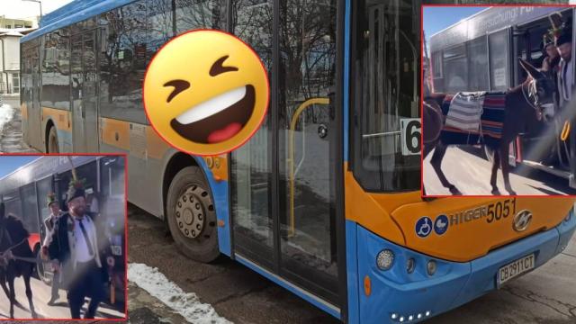 С магаре, но пък на автобус: Вижте как Динко от Ямбол празнува Коледа (видео)