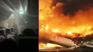 Видео показва паниката на борда на горящия самолет в Токио