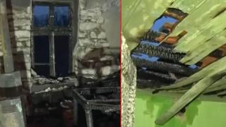 Пожар остави без дом семейство с три деца (видео)