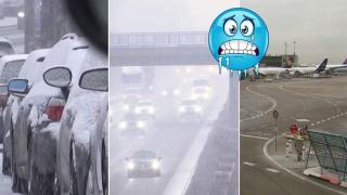 Снегове и леден дъжд в Европа: Стотици полети бяха отменени (видео)